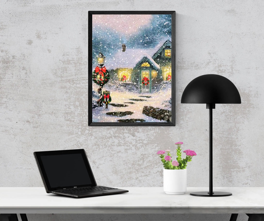 Vintage Christmas House Framory Prints