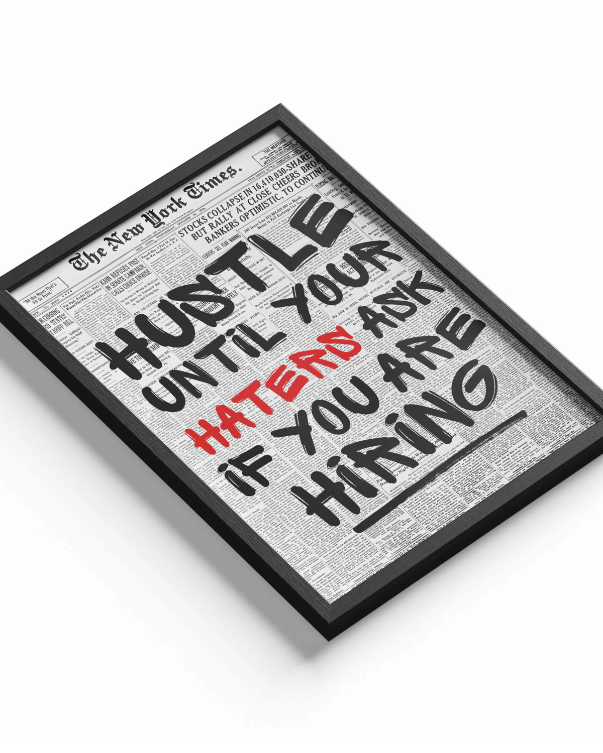 Hustle Until Your Haters Ask For Hiring poster design close-up