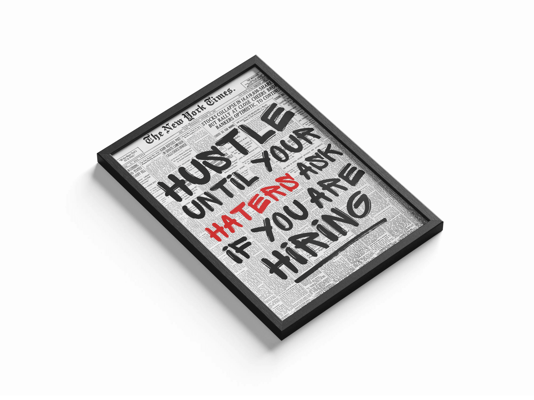 Hustle Until Your Haters Ask For Hiring poster design close-up