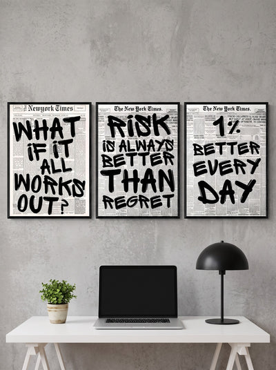 Legendary Quotes Set of 3 above a desk