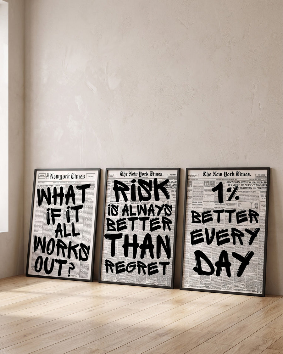 Legendary Quotes Set of 3 leaning against a wall