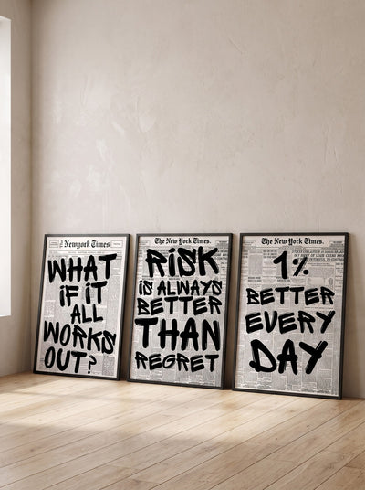Legendary Quotes Set of 3 leaning against a wall