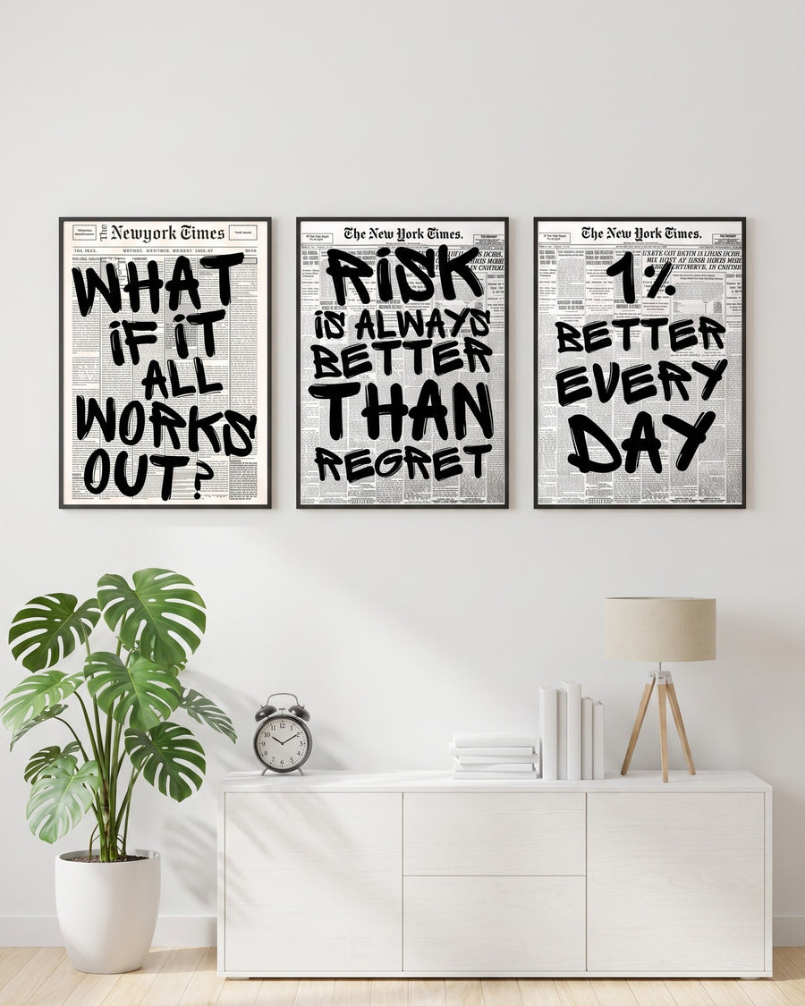 Legendary Quotes Set of 3 in a living room