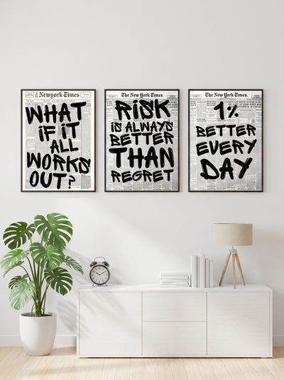 Legendary Quotes Set of 3 in a living room