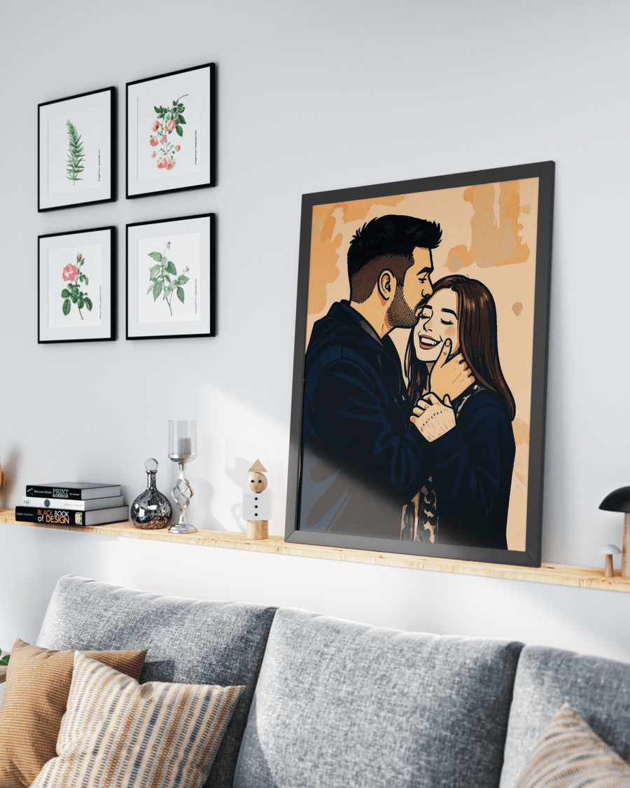 Custom Cartoon Poster of Couple/Friends poster design close-up