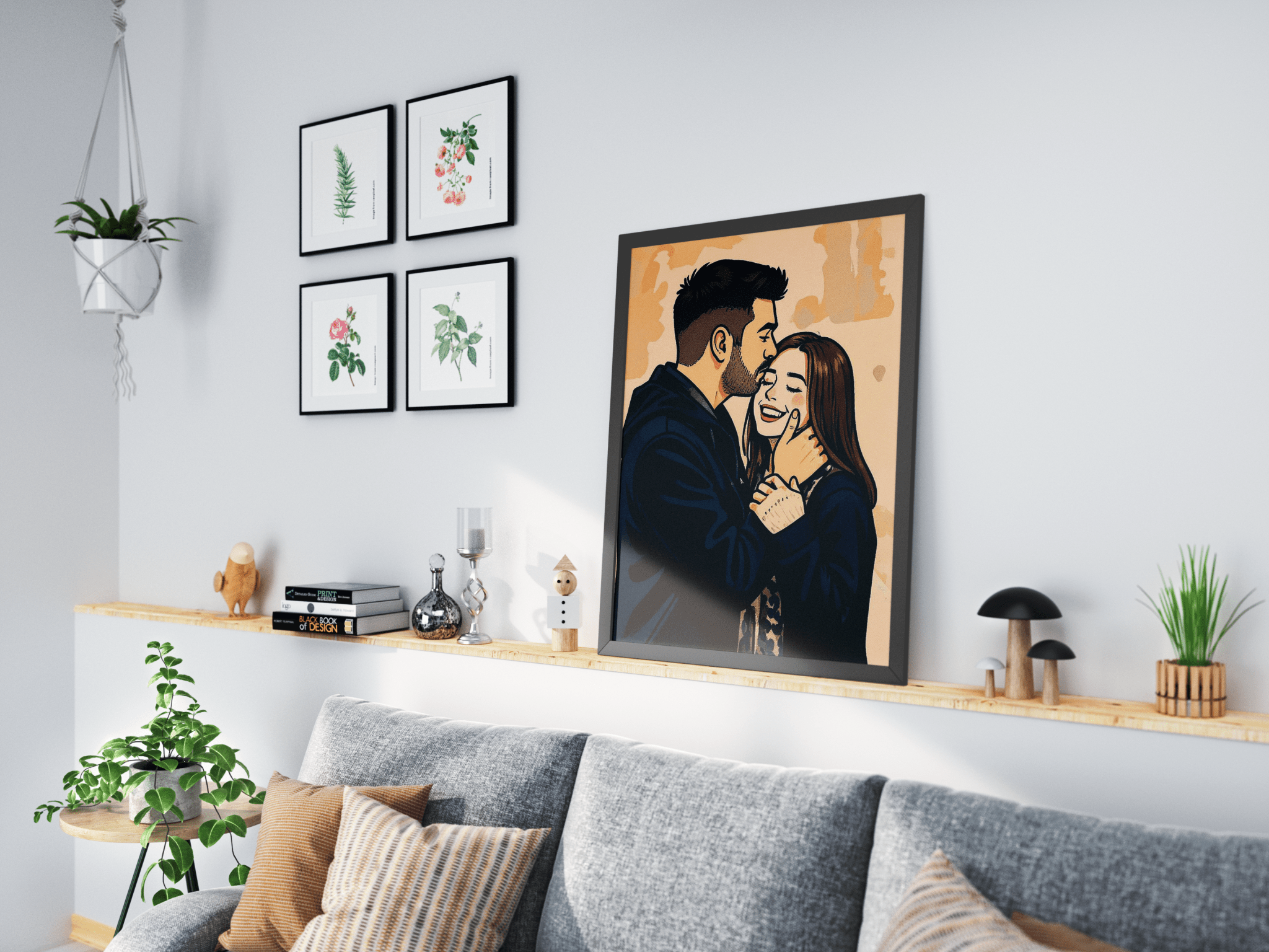 Custom Cartoon Poster of Couple/Friends poster design close-up