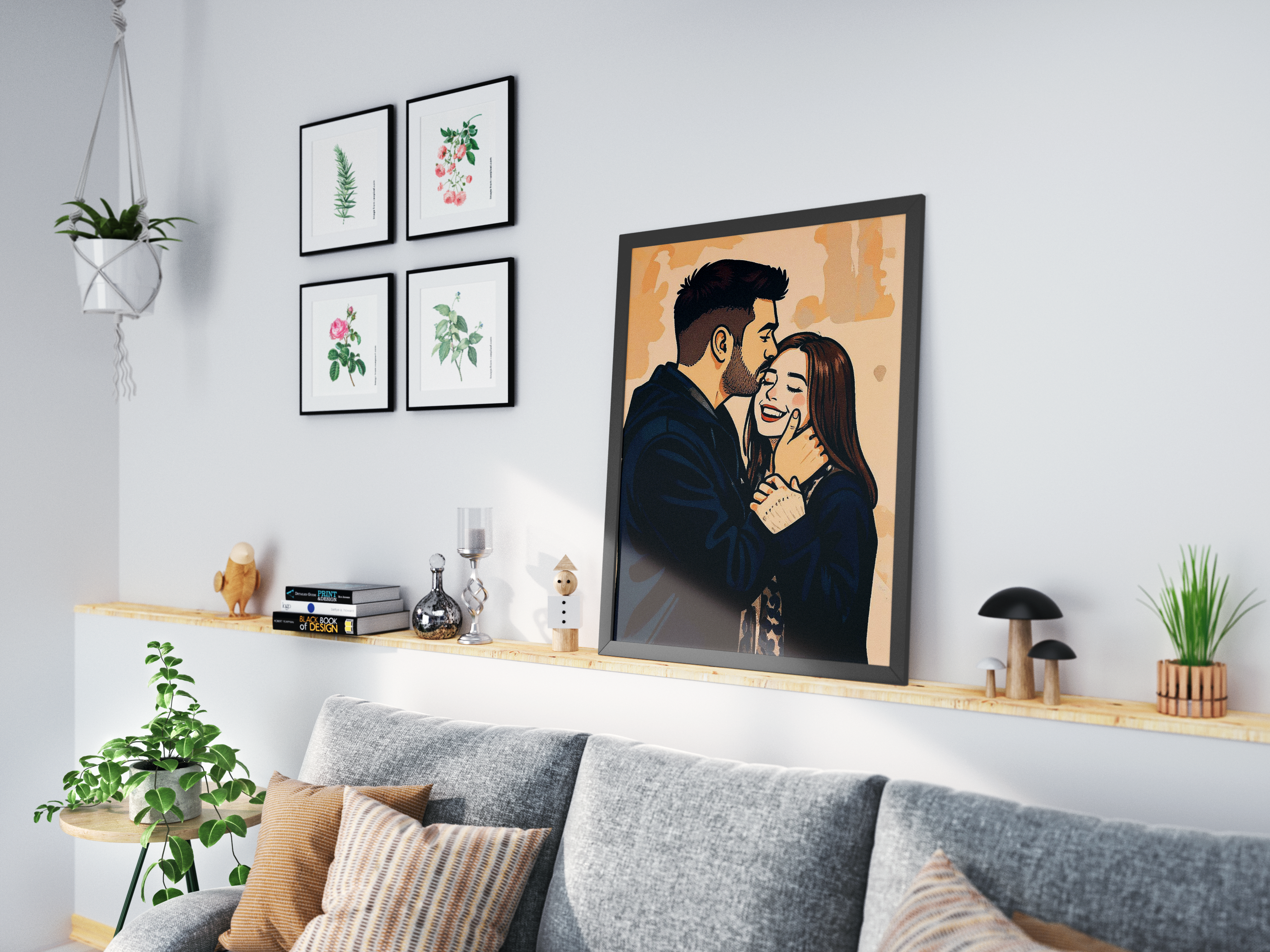 Custom Cartoon Poster of Couple/Friends